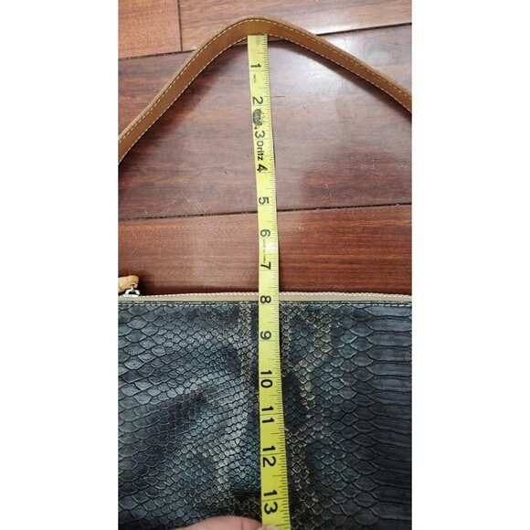 Consuela Rattler Hobo Bag Leather & Snakeskin Print Tote Shoulder Bag - Picture 14 of 16